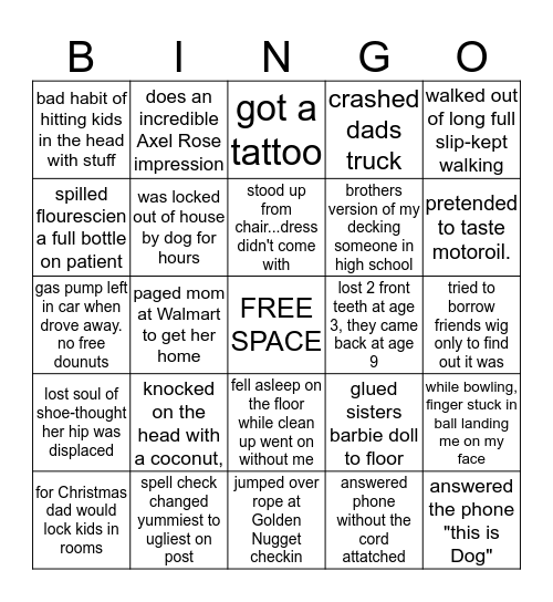 Richens Eye Center Bingo Card