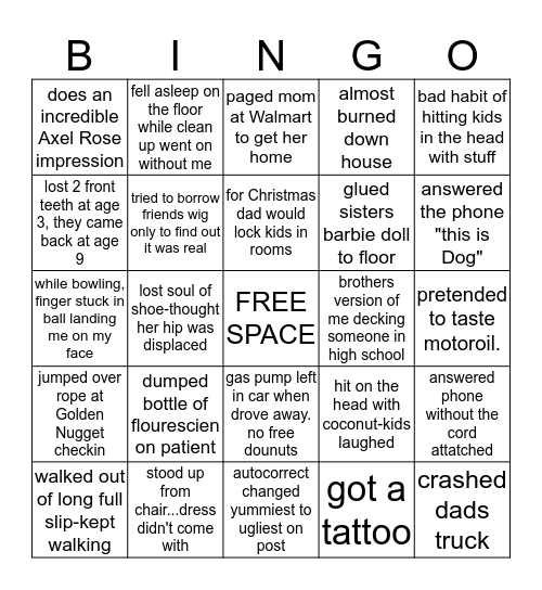 Richens Eye Center Bingo Card