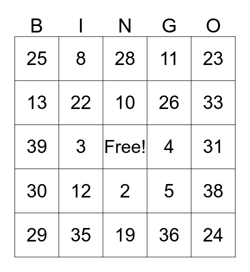 Thanksgiving Bingo Card