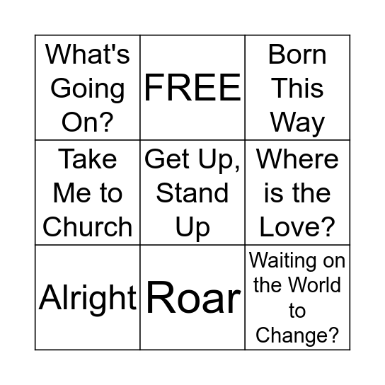 MUSIC BINGO Card