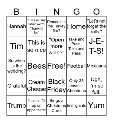 Stoy family Bingo Card