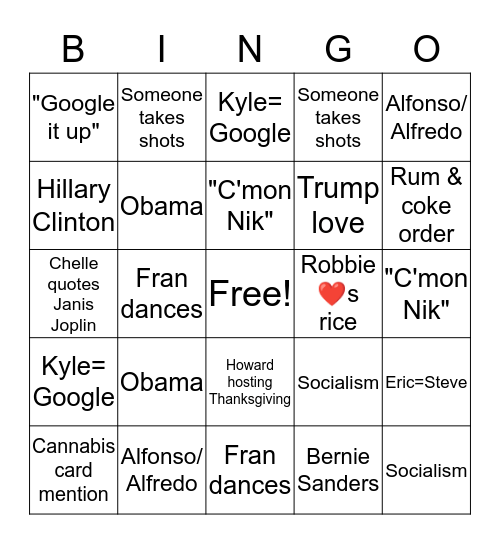 Calderon bingo Card