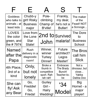 THANKSGIVING 2017! Bingo Card