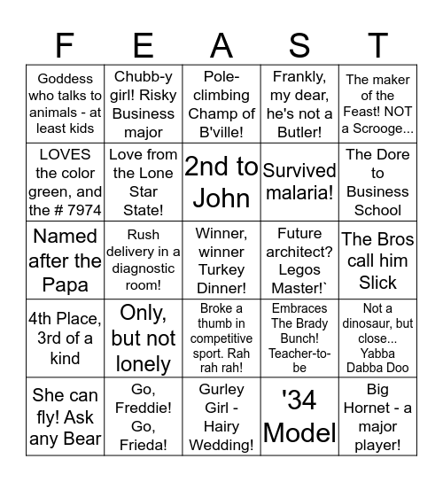 THANKSGIVING 2017! Bingo Card