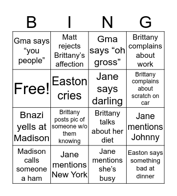 Thanksgiving Bingo Card