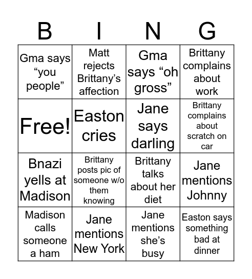 Thanksgiving Bingo Card