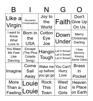 Palmer Christmas Bingo Card