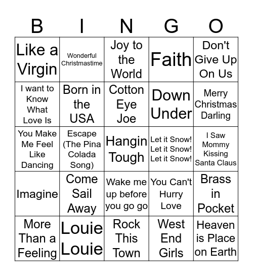 Palmer Christmas Bingo Card