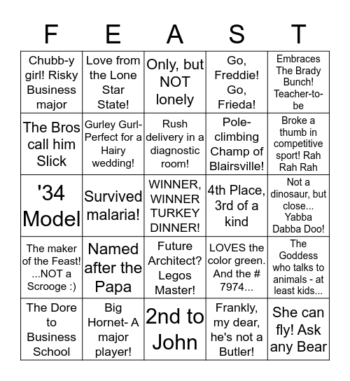 THANKSGIVING 2017! Bingo Card