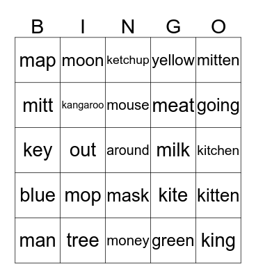 Vocabulary Words Bingo Card