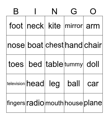 Vocabulary Words Bingo Card