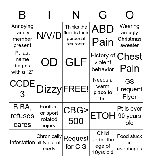 GS ED Thanksgiving 2017 BINGO Card