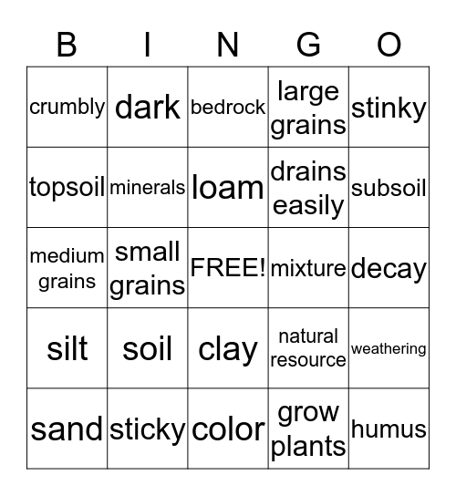 Soil Bingo Card