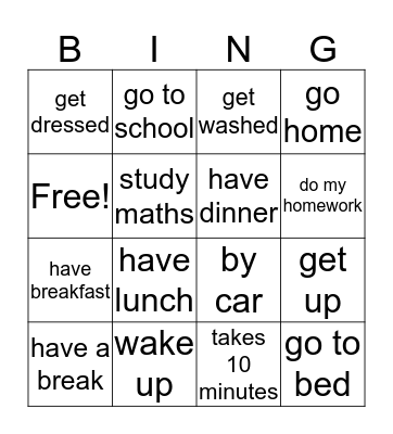 Daily Routine Bingo Card