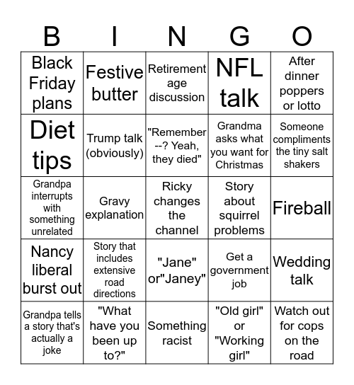 Thanksgiving Bingo Card