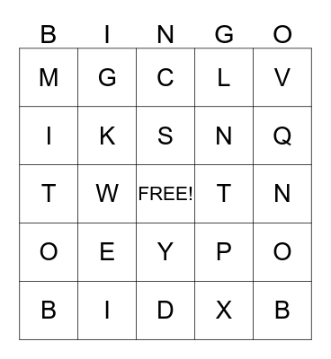 ABC Bingo Card