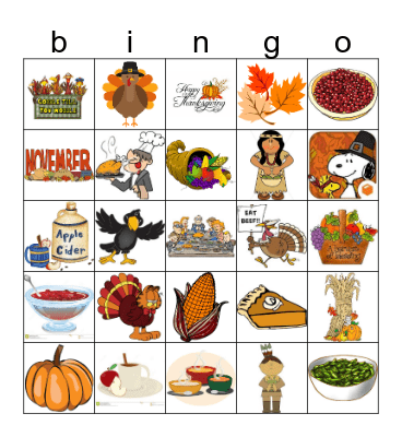 Thanksgiving Bingo Card