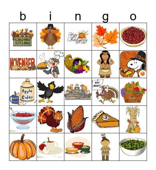 Thanksgiving Bingo Card
