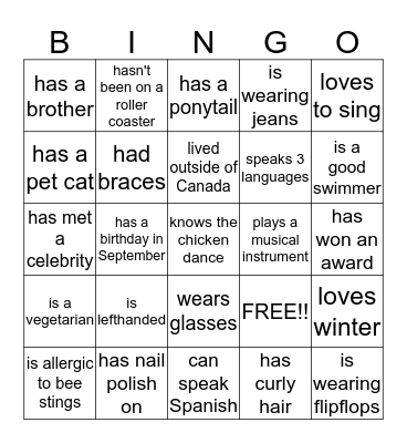 Find Someone who..... Bingo Card