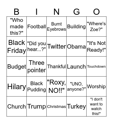 Chandler Family Bingo Card