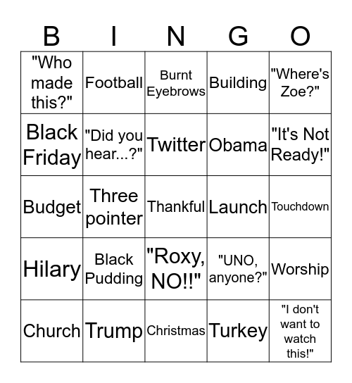 Chandler Family Bingo Card
