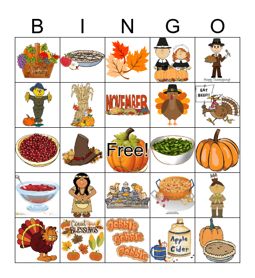 Thanksgiving Bingo Card