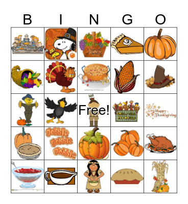 Thanksgiving Bingo Card