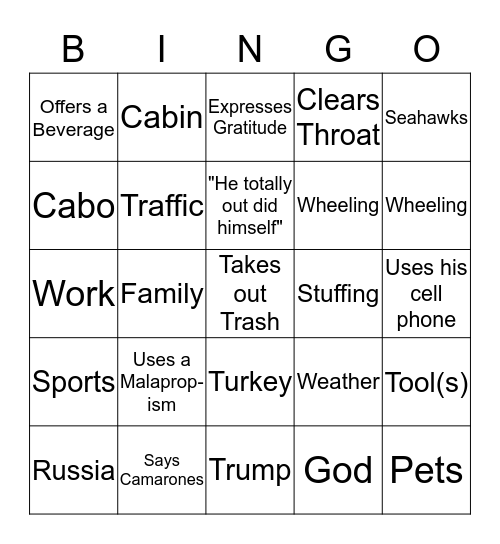 Horho Bingo Card
