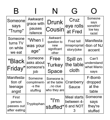 Thanksgiving  Bingo Card
