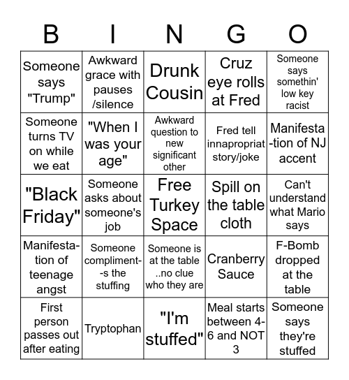 Thanksgiving  Bingo Card