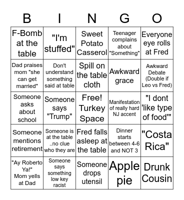 Thanksgiving  Bingo Card