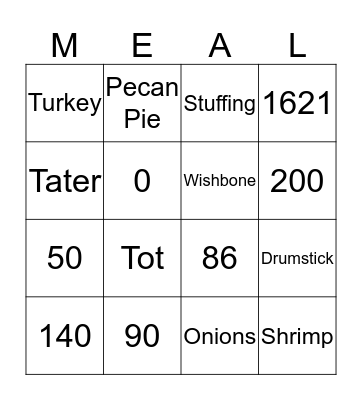 Thanksgiving Bingo Card