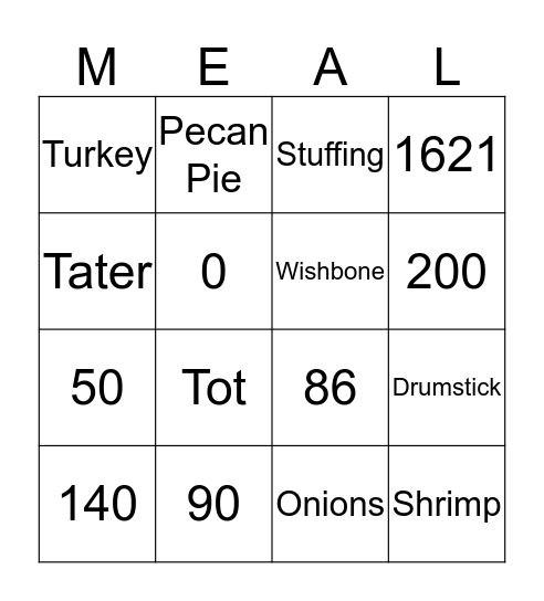 Thanksgiving Bingo Card
