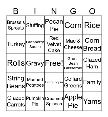 Thanksgiving Bingo Card