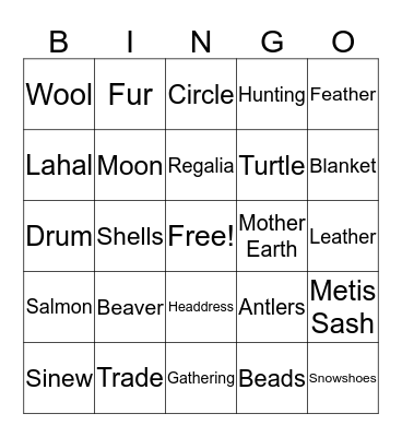 Aboriginal Cultural Education Bingo Card