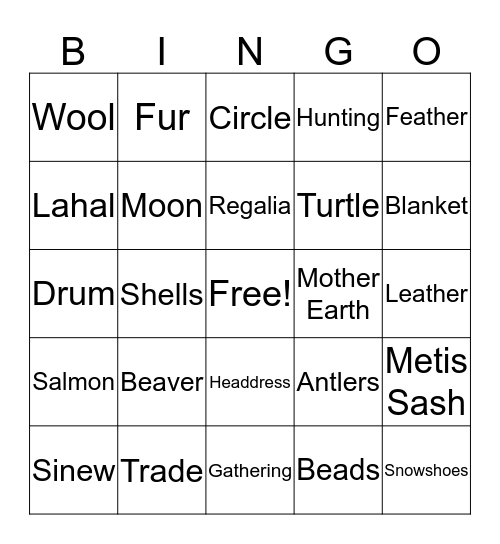 Aboriginal Cultural Education Bingo Card