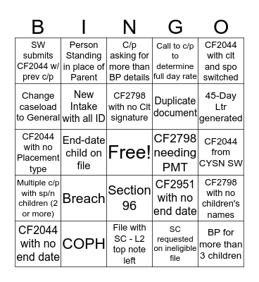 MC Bingo! Bingo Card