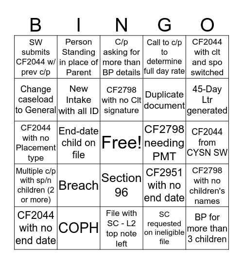 MC Bingo! Bingo Card
