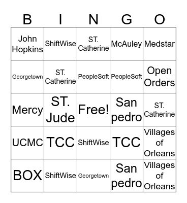 NurseFinders Bingo Card