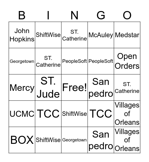 NurseFinders Bingo Card