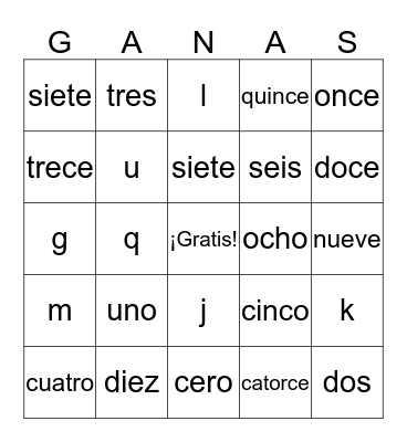 La lotería Bingo Card