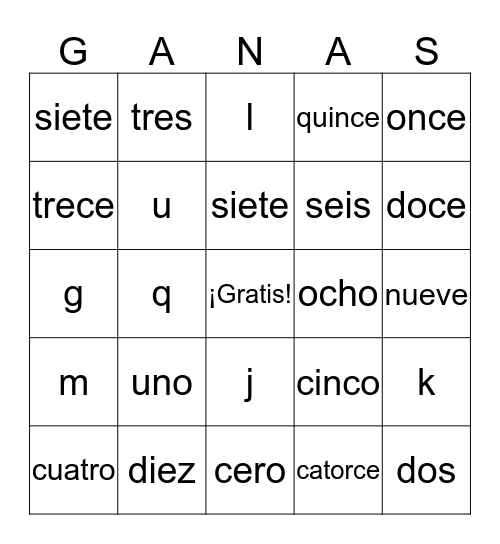 La lotería Bingo Card