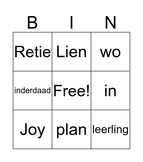 De 3master Bingo Card