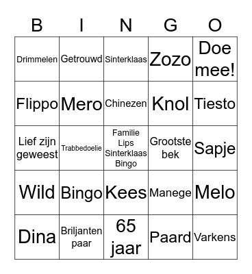 Familie Lips Sinterklaas Bingo Card