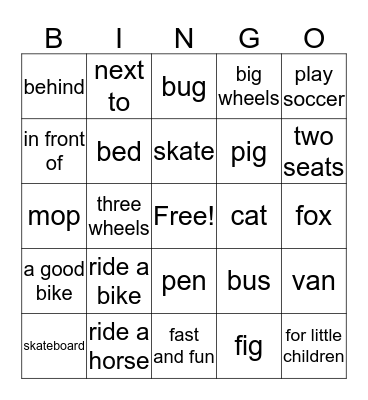 Family 2 Unit 3 Bingo Card