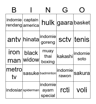 Ecunya Moyis Bingo Card
