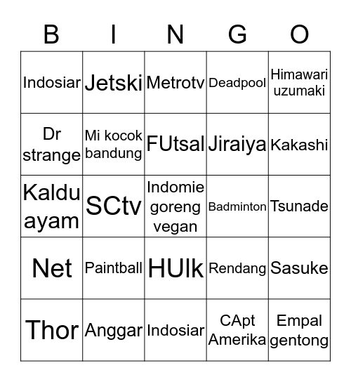 Anuyh Bingo Card