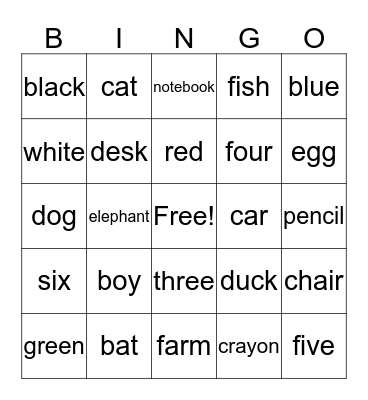 Pre Starter-Units 1-3 Bingo Card