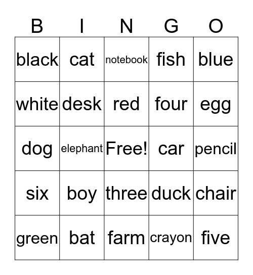 Pre Starter-Units 1-3 Bingo Card