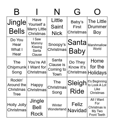 Christmas Songs Bingo Card